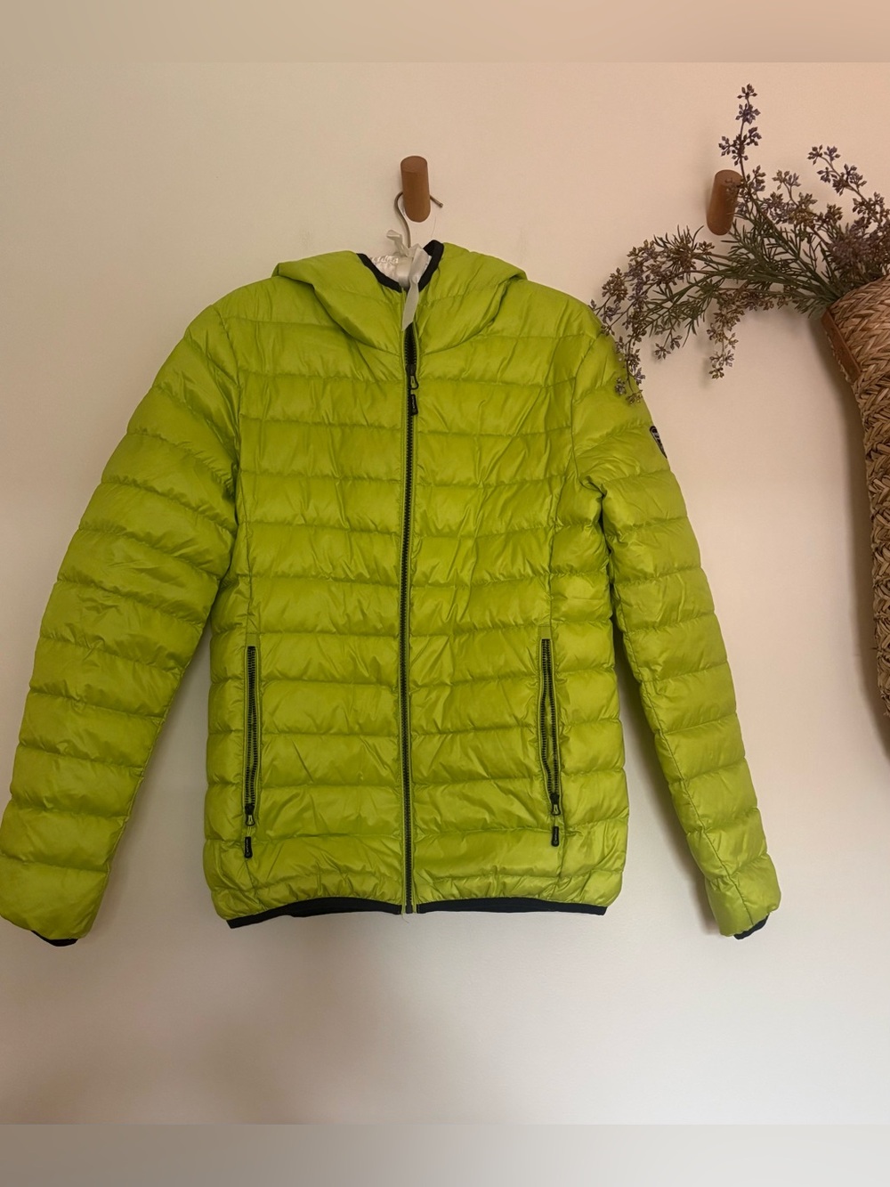 Northland Professional Women’s Small Down Puffer Jacket Lime Green Packable Hood